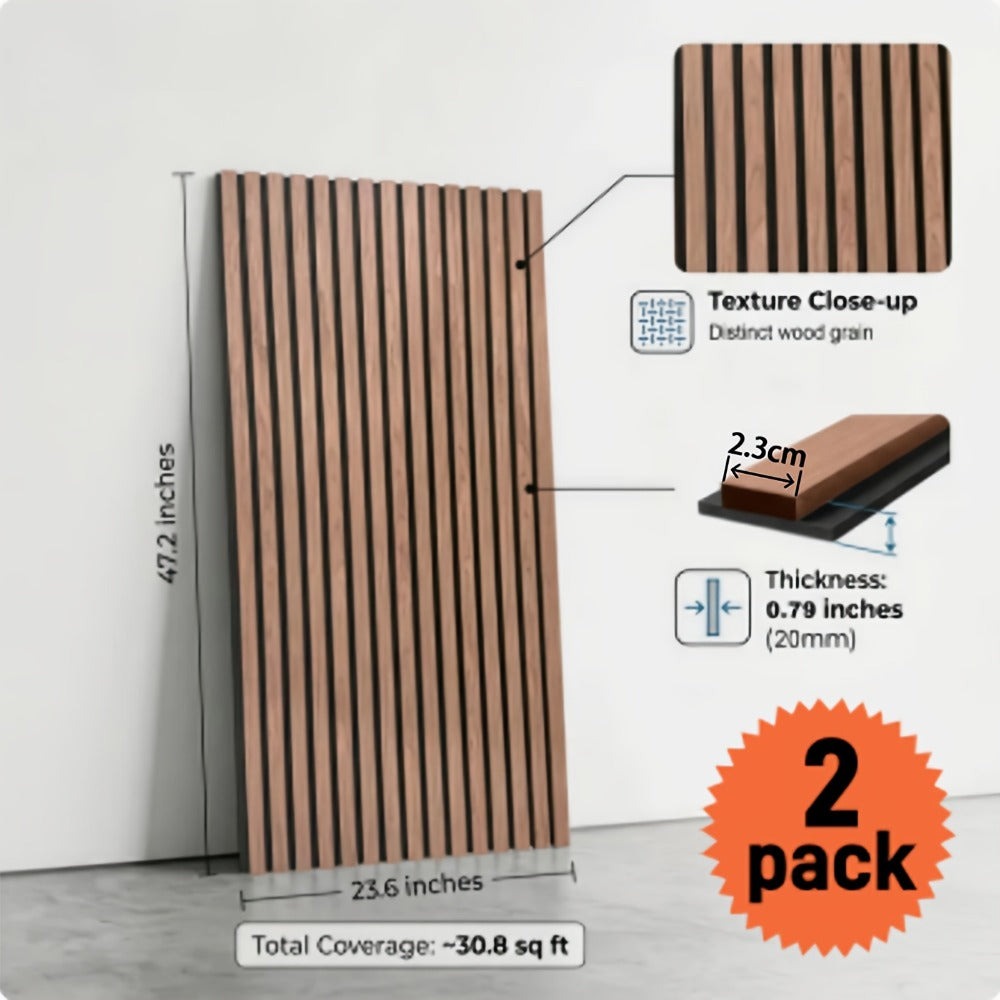 Paquete de 2/4 Paneles Acústicos Autoadhesivos, Tamaño 60*120 Cm, Fieltro Absorbente de Sonido, Diseñados Específicamente para Aislamiento Acústico y Reducción de Eco. Paneles de Pared Decorativos con Diseño de Grano de Madera, Adecuados para Decorar las