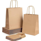 10/25/100 Uds Bolsas de Papel Marrón con Asa Rígida Bolsas Kraft para Comercio Regalos Navidad y Manualidades DIY