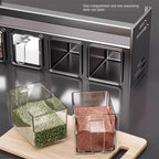 Organizador de especias de pared de 1 pieza con estantes colgantes y frascos para especias - Instalación sin taladro, sistema de almacenamiento de cocina de acero inoxidable que ahorra espacio, adecuado para especias, hierbas, aceites, salsas, organizació