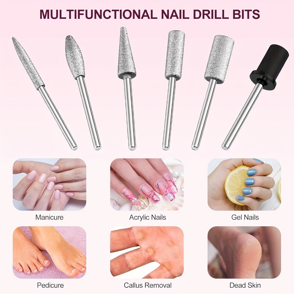 Lima Eléctrica de Uñas de 30,000 RPM, Lima de Uñas Eléctrica con 106 Bandas de Lija y Brocas para Uñas, Herramientas de Pedicura y Manicura para Acrílico para Uñas, Gruesas para Uñas, Suministros para Salones de Uñas para Uso Doméstico y en Salones