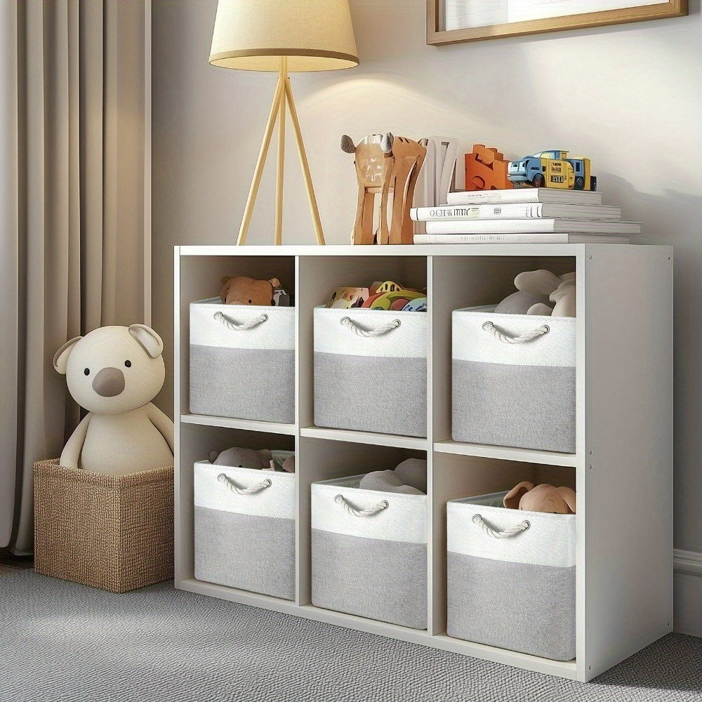 Contenedor de Almacenamiento Plegable con Asas, Cesta de Tela para Organizar Estantes, Gabinetes y Armarios; Robusto y Ligero para la Organización del Hogar, Cestas para Estantes