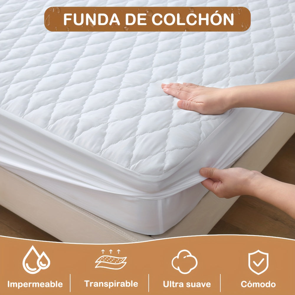 1pc Protector de Colchón Acolchado y Engrosado Impermeable - Funda de Colchón Ultra Suave y Cómoda, Adecuada para Dormitorios, Residencias, Decoración de Habitaciones, Habitaciones de Invitados y Hoteles (Excluyendo Fundas de Almohada)