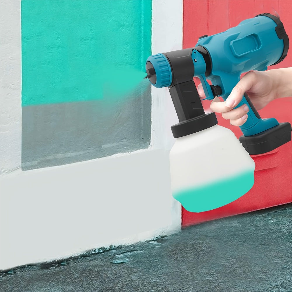 Pistola de pintura inalámbrica de 1000ml con 2 baterías, pistola de pintura HVLP inalámbrica de 300W para batería Makita de 18V, pistola de pulverización eléctrica de batería, 4 boquillas, 3 modos de pulverización para eliminación de óxido en metal, vidri