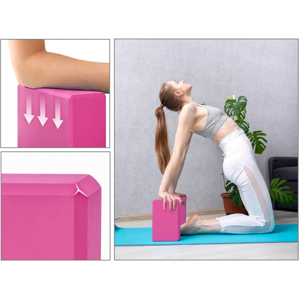 4pc - Bloque de yoga de alta densidad - ladrillo de soporte sólido de yoga negro / Rosa / verde / morado / negro, ladrillo de yoga universal para hombres y mujeres, ladrillo de yoga ligero de 500g, adecuado para fitness, baile, estiramiento, peso ligero,