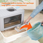 Caja de arena cerrada para gatos, cajas de arena con entrada frontal y salida superior, bandeja de arena extraíble con masajeador, pala para arena, para gatitos, diseño desmontable
