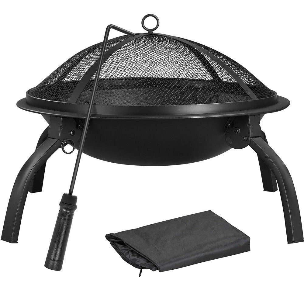 Costoffs Fogón de fuego con protector de chispas y gancho para olla, hoguera y cesta de fuego para exterior