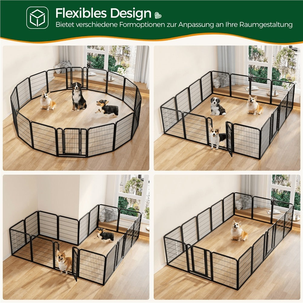 Corral para cachorros Costoffs de 65 cm de ancho x 80 cm de alto con paneles de malla, recinto plegable para perros con puerta y estacas de sujeción para uso en interiores y exteriores