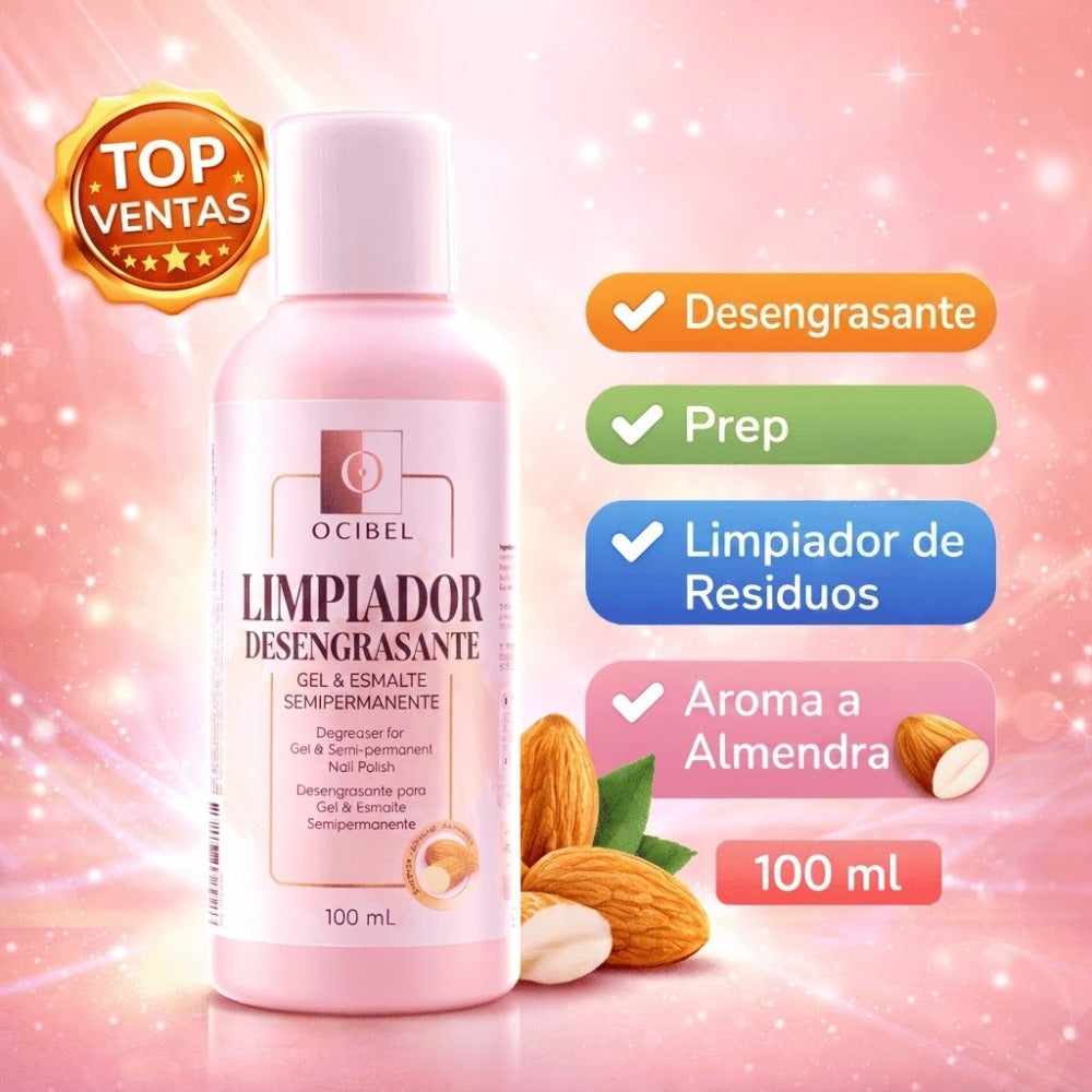 Limpiador de Uñas de Almendras 100ml - Gel Desengrasante, Semi-Permanente, Preparación de Uñas, Limpiador de Residuos, Brillo de Uñas, Manicura Profesional