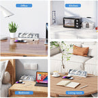 Regleta de enchufes múltiples de ángulo recto 7 en 1 con estación de carga rápida, 4 CA, 2 USB-C de 20W con indicador LED y doble interruptor, ideal para cargar teléfonos, tablets en el hogar, la oficina, configuración de oficina en casa, organización del