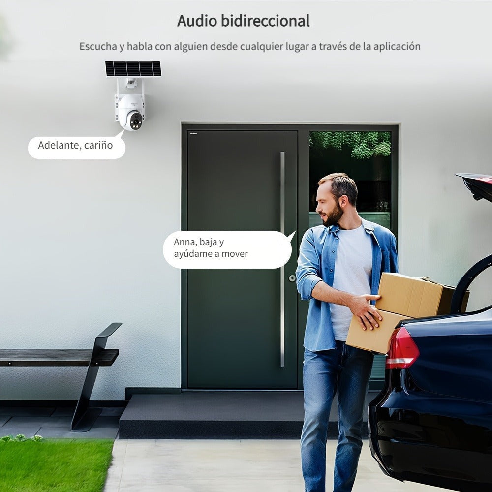 XIAOVV P6 1080P HD Cámara de Seguridad Solar Inalámbrica Wifi de 2.4Ghz con PTZ de 360 Grados, Vigilancia Doméstica a Batería, con Detección de Movimiento, Visión Nocturna a Color y Audio Bidireccional