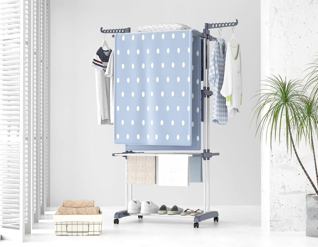 Tendedero de ropa, tendedero de ropa plegable vertical de 4 niveles con ruedas,se puede utilizar en interiores y exteriores.