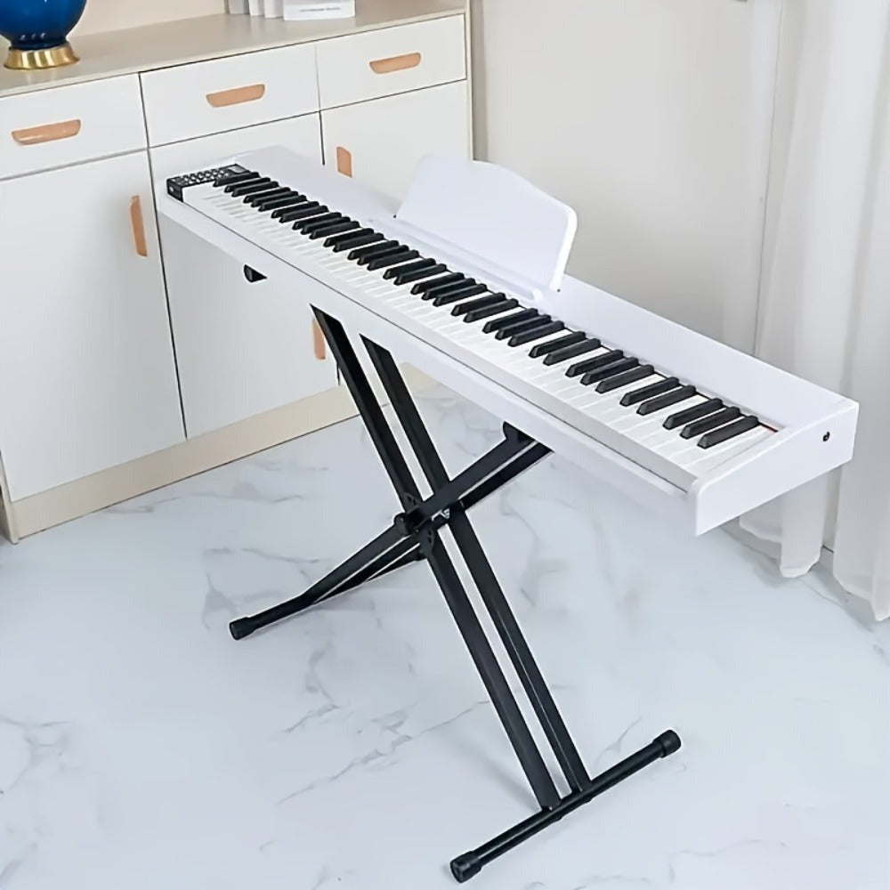 Soporte para teclado ajustable en altura de 49 cm a 97 cm, plegable tipo X con doble refuerzo para teclados y pianos digitales (barra fija)