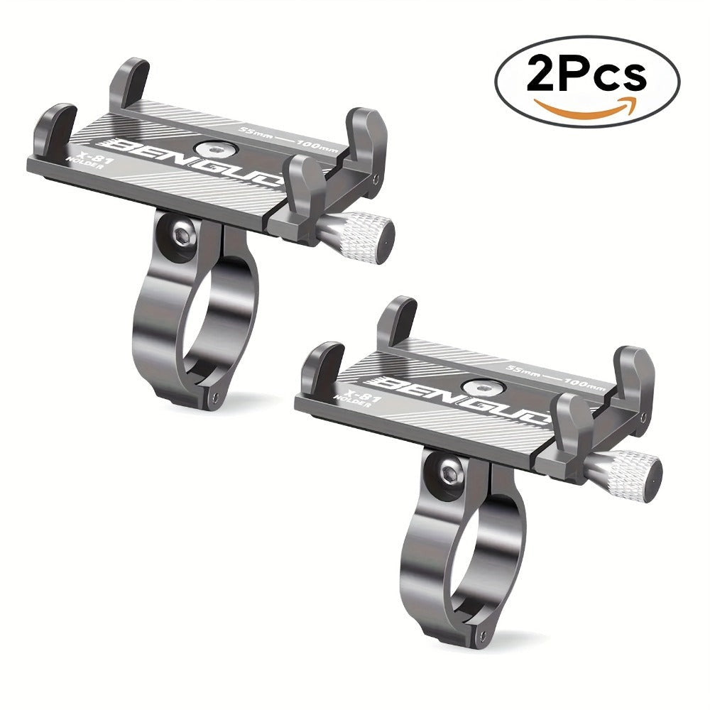 2 soportes de teléfono de aleación de aluminio para bicicleta, motocicleta y navegación, 2 unidades
