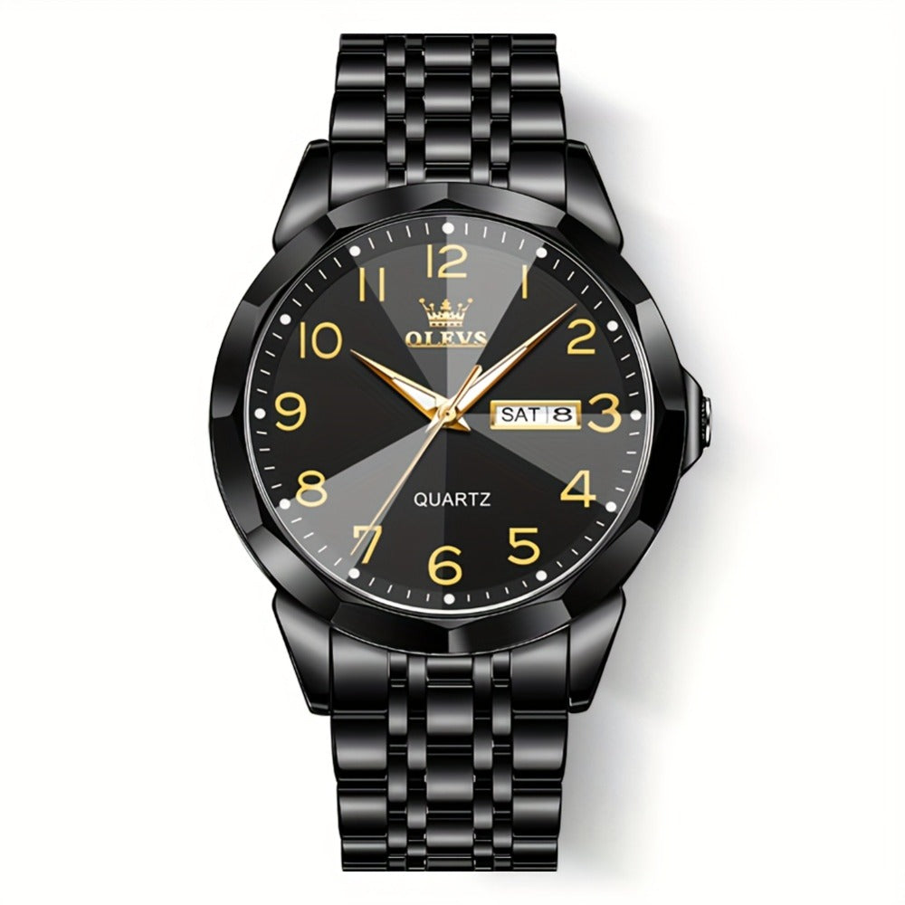 Reloj Luminoso OLEVS para Hombres con Fecha - Reloj de Vestir Analógico/Digital, Manecillas Luminosas e Indicador de Fecha, Reloj de Acero Inoxidable Minimalista para Negocios y Atuendos Informales - Esfera Azul/Negra/Blanca, Regalo Ideal de Navidad para