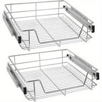 2 cajones telescópicos para cajones de cocina para estantes de cocina Plata Acero inoxidable macizo Tirador para armario extraíble Armario de cocina