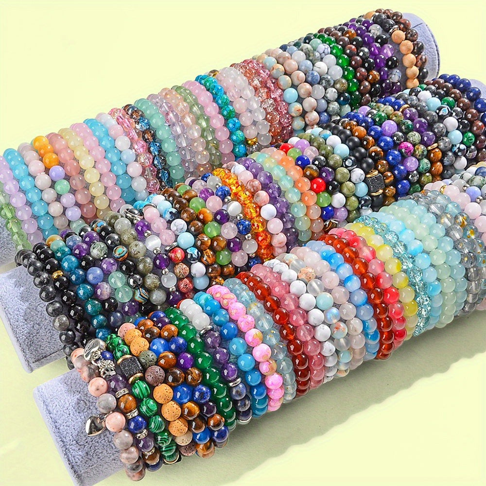Juego de 150 pulseras elásticas elegantes con cuentas de cristal, surtidas - Colores suaves y dijes de flores multicolores, pulsera ajustable, para el Día de San Valentín, fiesta de cumpleaños, genial
