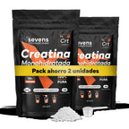 Pack 2x Creatina Monohidratada en Polvo Sin Sabor – 1000 g Totales – Creatina Micronizada 100 % Pura – Vegana y Sin Gluten – Sevens Nutrition
