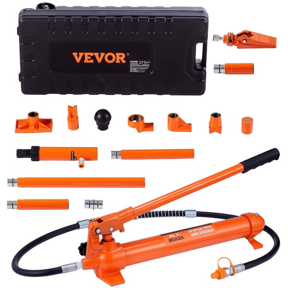 VEVOR Kit de martinete hidráulico con carga máxima de 12 toneladas. Elevador con bomba para reparación de automóviles de 135 mm, kit de herramientas para elevador hidráulico con tipo de aceite HV15 y cilindro Q235B con anillo de sellado TPU