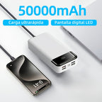Power Bank de Alta Capacidad 50000mAh con Carga Súper Rápida, Interfases USB/Type-C/Micro, Equipado con Lámpara LED y Pantalla de Nivel de Batería. Adecuado para Cargar Rápido iPhone y Dispositivos Android. Fuente de Energía de Emergencia