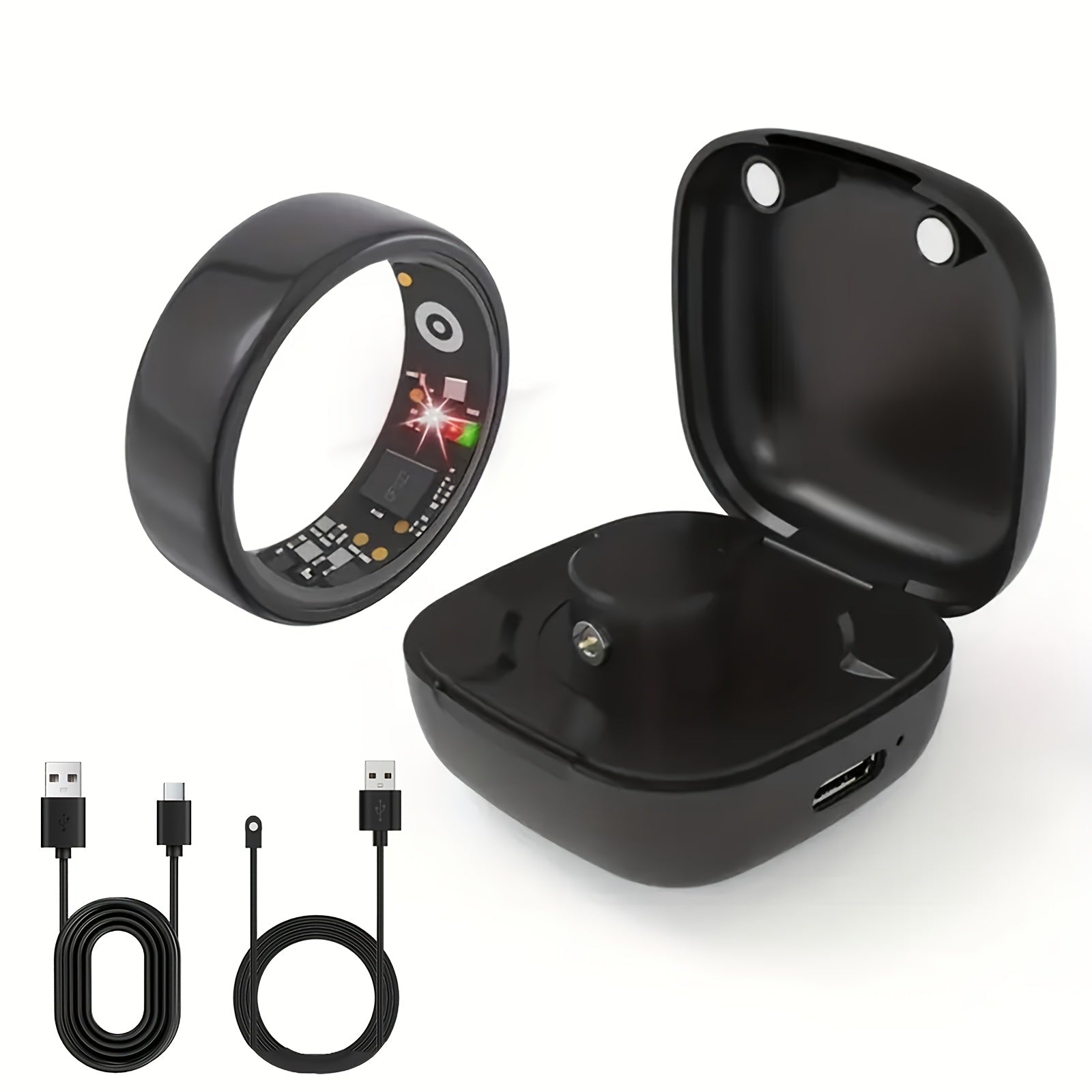 [dukou] Nuevo Anillo Inteligente con Compartimento de Carga, Fitness, Pasos, Distancia, Calorías, Sueño, Ejercicio, Compatible con iPhone y Android, Carga USB, Regalo Ideal para San Valentín/Año Nuevo