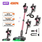 Aspiradora Escoba Multifunción 10 en 1 | Aspiradora Inalámbrica Doméstica de Alta Succión, Alcance de 45 Minutos, 3 Modos de Succión, Luz LED Verde Mejorada, Cepillo Anti-Enredos, Filtro HEPA, Cuerpo de Aluminio y Plástico, Marca SUXIANGVAC, Batería, 45KP