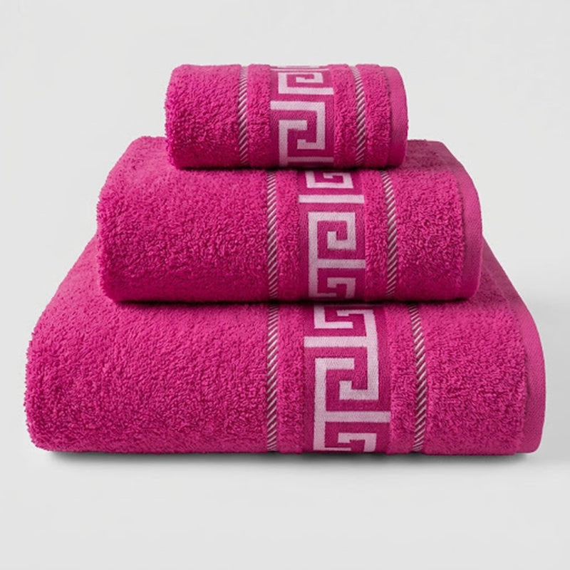Juego de Toallas de Algodón 100% (3 Piezas) - Incluye Toalla de Tocador, Lavabo y Ducha | Tacto Suave, Ultra Absorbentes con Diseño Elegante de Lunares | Set Premium para Baño