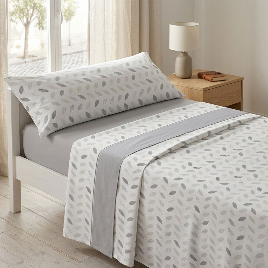 Juego de ropa de cama (Sábana ajustable, Cubrecama, Funda de almohada) | Juego de sábanas estampadas de 3 piezas | Primavera/Verano | Múltiples estilos | Tejido suave | 180cm - Múltiples tamaños disponibles