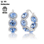 Pendientes de plata 925 de alta calidad para mujer con circonita sintética azul en diseño de corona, perfectos para ocasiones elegantes y a la moda. Regalos ideales para Navidad, San Valentín o cumpleaños, presentados en una hermosa caja de regalo.