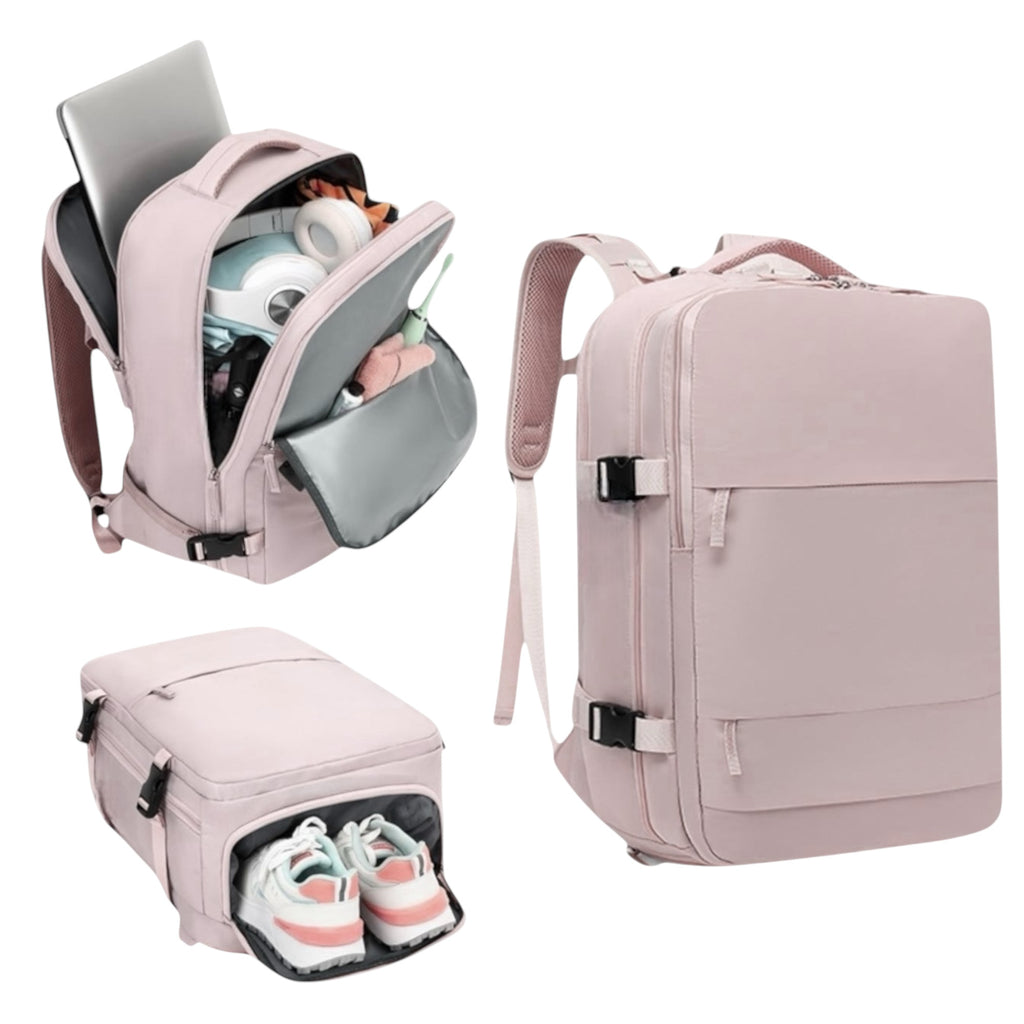 Mochila de Viaje para Cabina de Avion 45x30x20 para Vuelo Barato Equipaje de Mano y Espaciosa con Compartimento para Zapatos y Mochila Antirrobo Multifuncional para Viajes 2210.