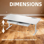 Escritorio Eléctrico Extra Grande Ajustable en Altura, Escritorio Eléctrico Vertical, Escritorio de Ordenador Ajustable en Altura, Mesa de Oficina Gaming Vertical con 2 Ganchos, para Oficina Moderna, Adultos