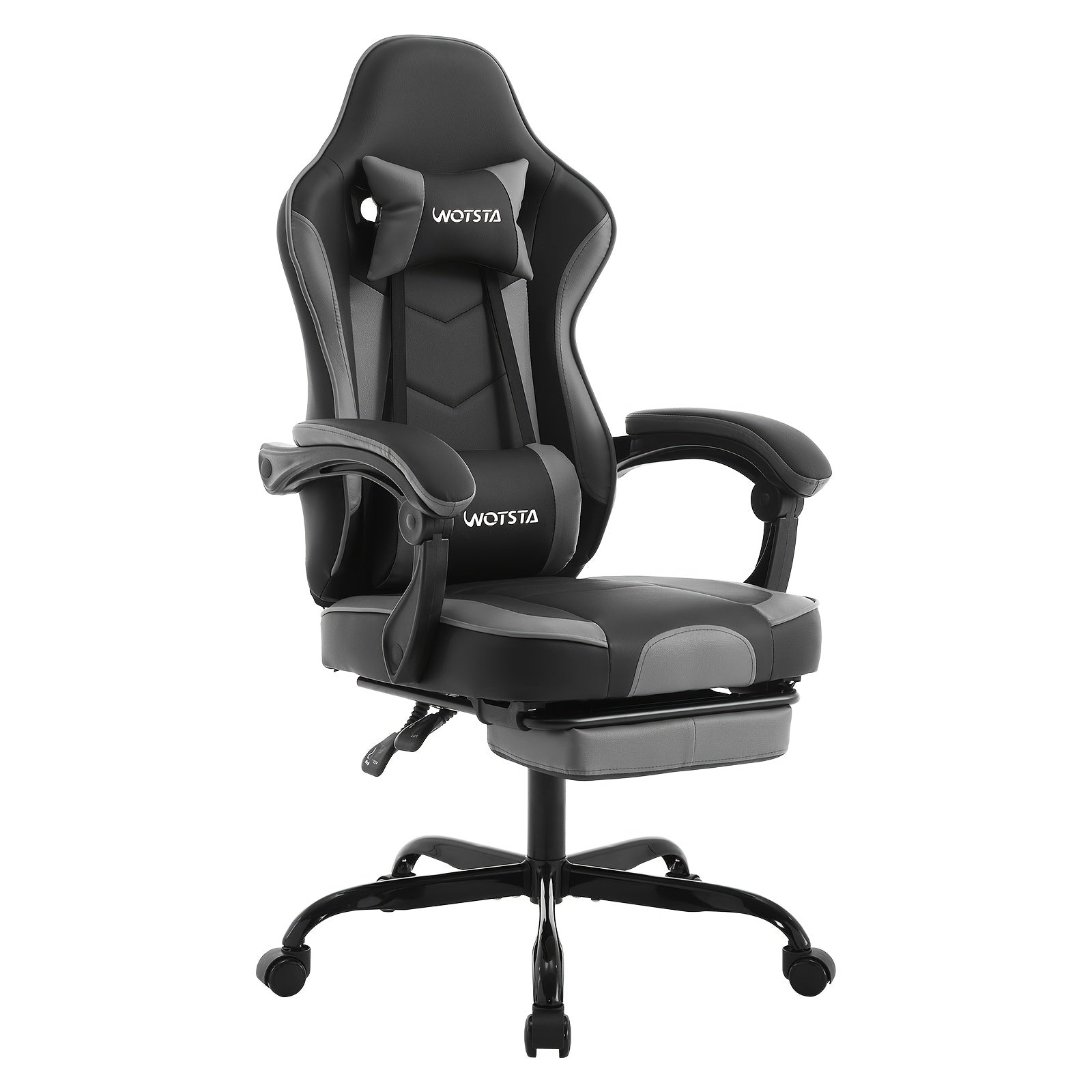 Silla Gaming, Silla para Ordenador, Silla Gaming Ergonómica con Pedales para Pies, Silla de Oficina, Silla Ergonómica para Ordenador con Soporte Lumbar, Silla Gaming de Altura Ajustable, Disponible en Negro