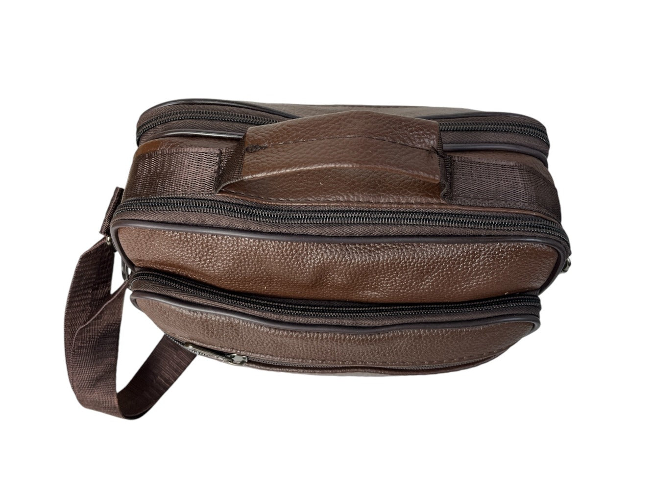 MEJORADA DL-71 Bolso de hombro de cuero genuino para hombre, bandolera horizontal de piel auténtica multibolsillo para hombre