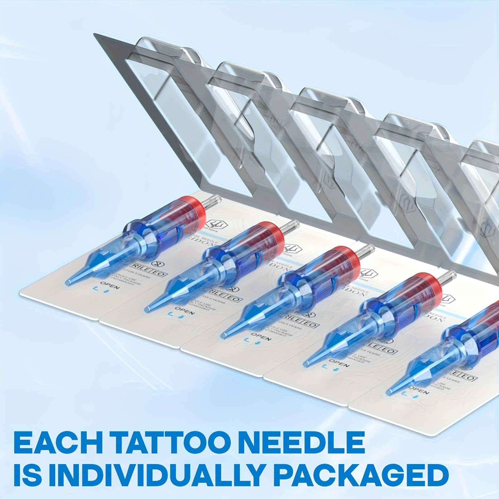 Agujas de Cartucho para Tatuaje POSEIDON V3 50pcs Tamaño Mixto, Agujas Estériles con Cartuchos de Seguridad con Membrana - 1203Rl, 1205RL, 1207RL, 1209RL, 1207RM, 1209RM, 1205RS, 1207RS, 1209RS, 1207M1