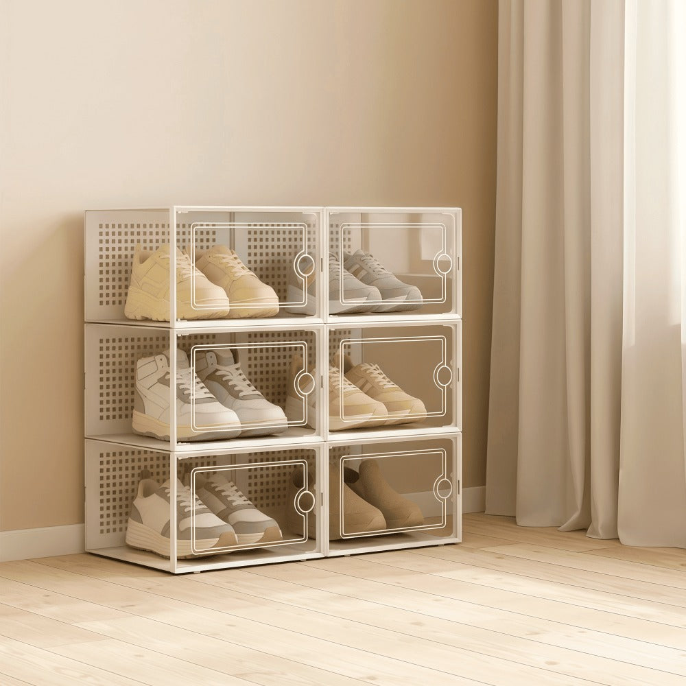 RELAXTY Pack Organizador de Calzado – Cajas DE Zapatos Transparentes Apilables con Apertura Frontal, Sistema Antivuelco y Ventilación