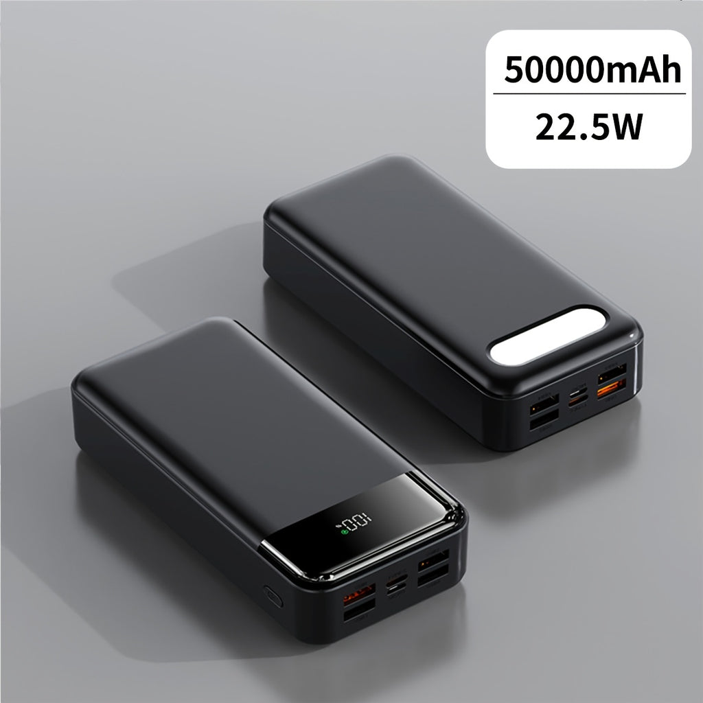 Power Bank de Alta Capacidad 50000mAh con Carga Súper Rápida, Interfases USB/Type-C/Micro, Equipado con Lámpara LED y Pantalla de Nivel de Batería. Adecuado para Cargar Rápido iPhone y Dispositivos Android. Fuente de Energía de Emergencia
