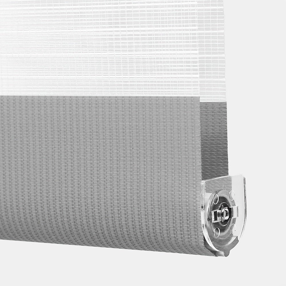 Persianas enrollables dobles Sekey con fijación de clip (no requiere taladrar) para ventanas, persianas enrollables dobles de dos tonos, persianas enrollables duo, protección solar, blanco y gris claro, marrón claro y gris-marrón, verde y verde claro