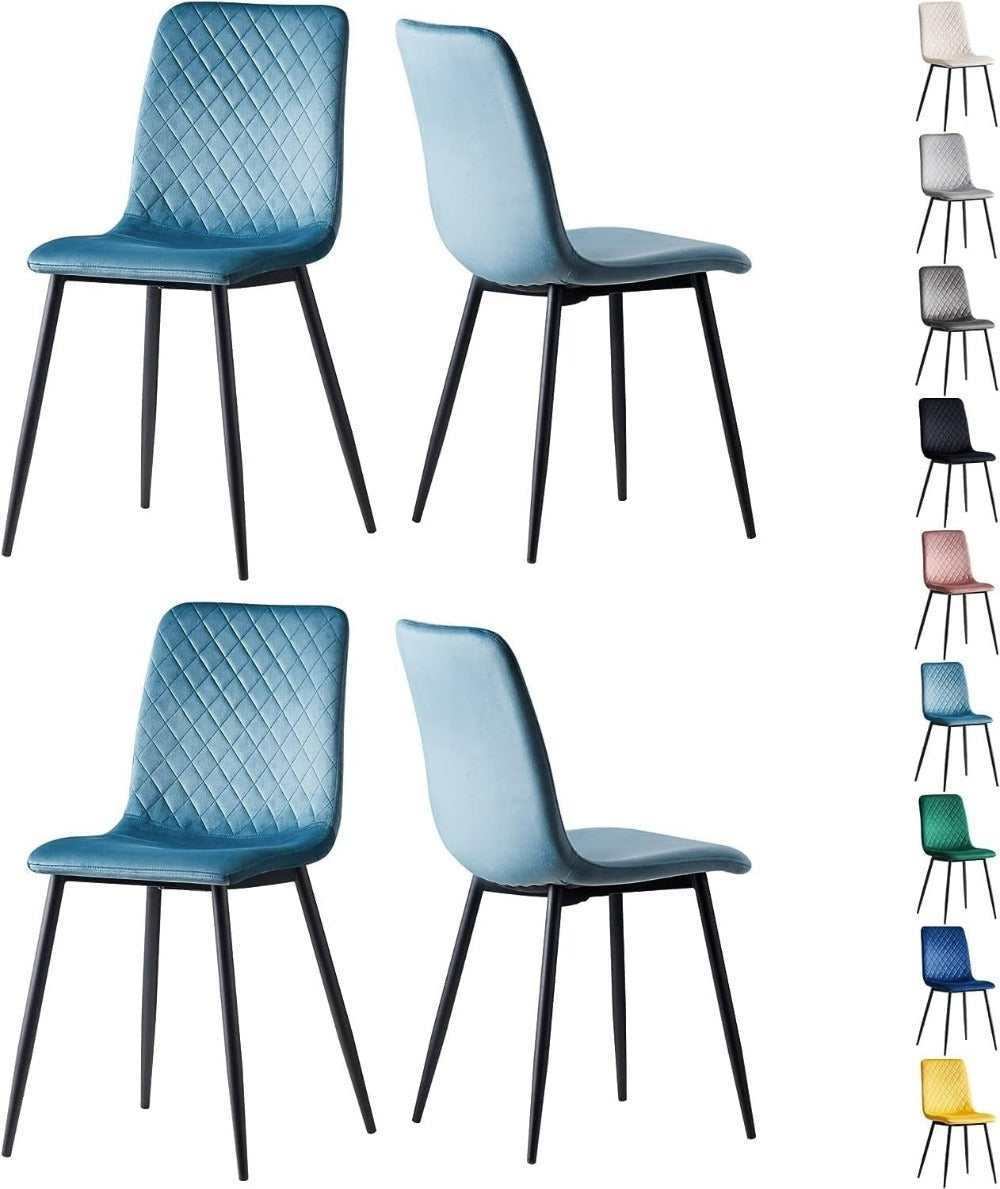 Sillas de comedor MCC Direct en conjunto de 4 piezas Hechas de terciopelo, patas de metal, sillas Lexi, sillas de diseño