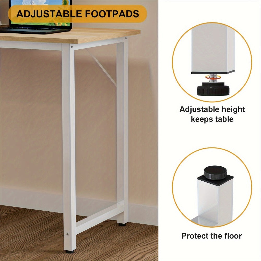 Oficinas para ordenadores de sobremesa pequeños con soporte de pantalla extraíble, mesa de escritorio para PC fácil de subir con estructura metálica, escritorio de juegos para estudiar, jugar y trabajar, de madera