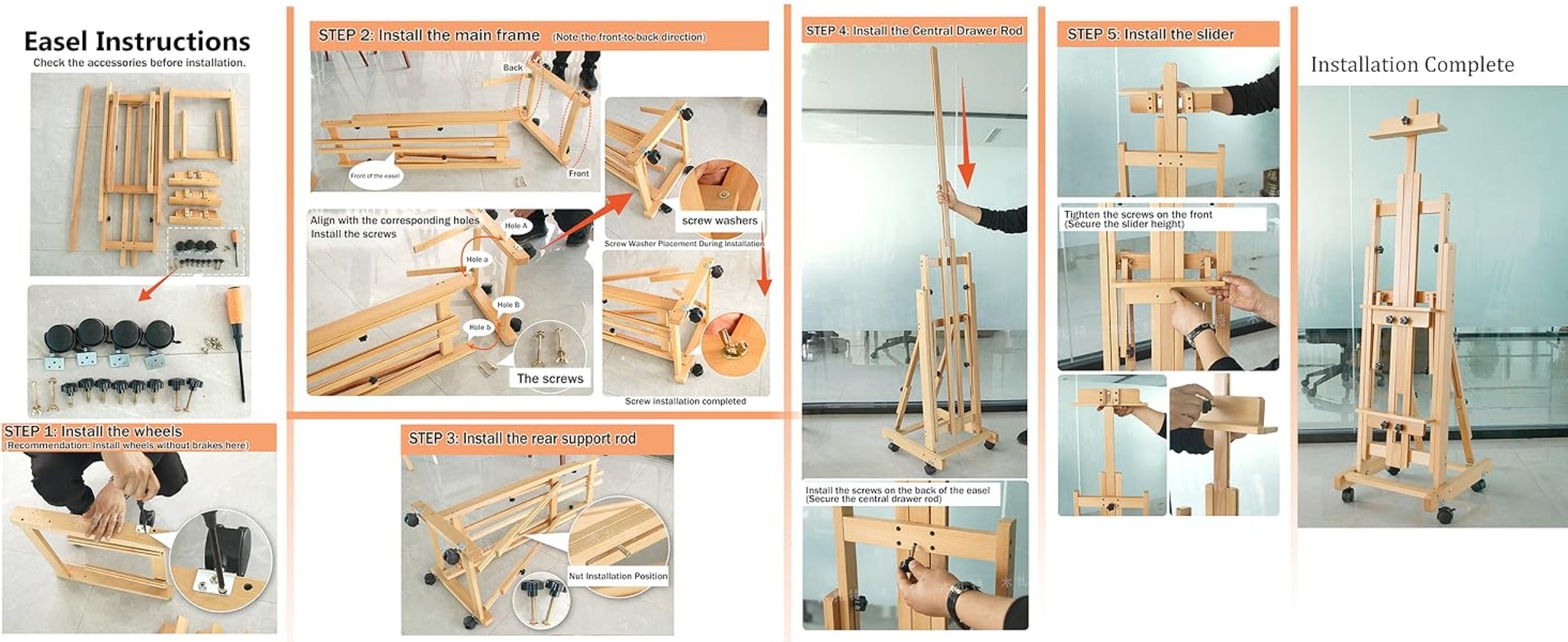 Caballete de gran tamaño de alta resistencia con estructura en H para adultos - Soporte de artista plegable con ruedas y altura ajustable con base de madera, sostiene 1 o 2 lienzos de hasta 240 cm, caballete de pintura portátil para estudio, exhibición al