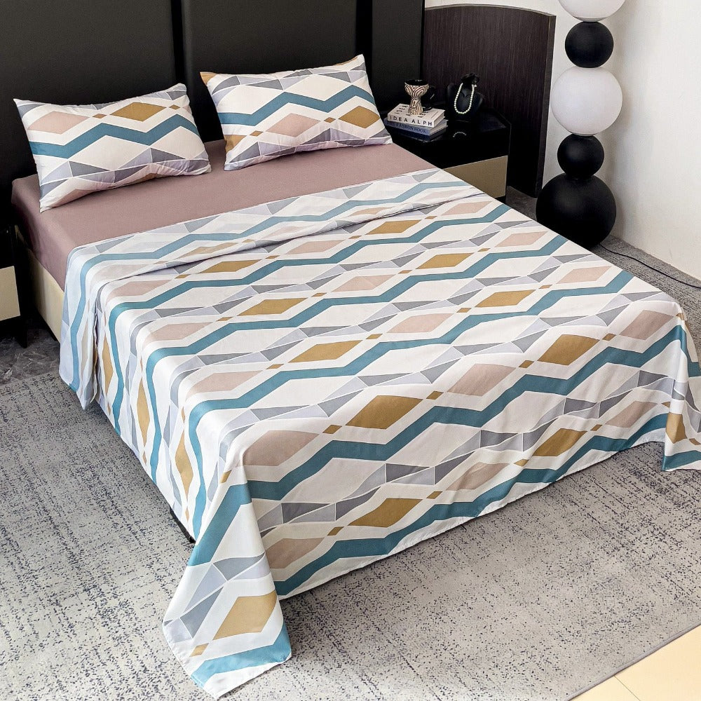 Juego de Sábanas Estampado de 3 o 4 Piezas, Muy Suave, Cómodo y Transpirable, Incluye Sábana Encimera + Sábana Bajera Ajustable + Fundas de Almohada de Sobre