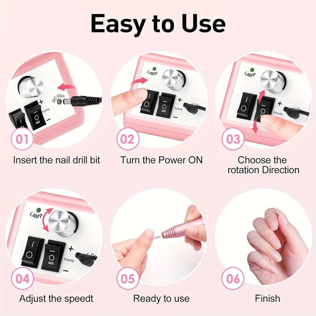 Lima Eléctrica para Uñas 20000 RPM, Pulidora de Acrílico y Gel, Herramienta Profesional Manicura Pedicura en Casa o Salón