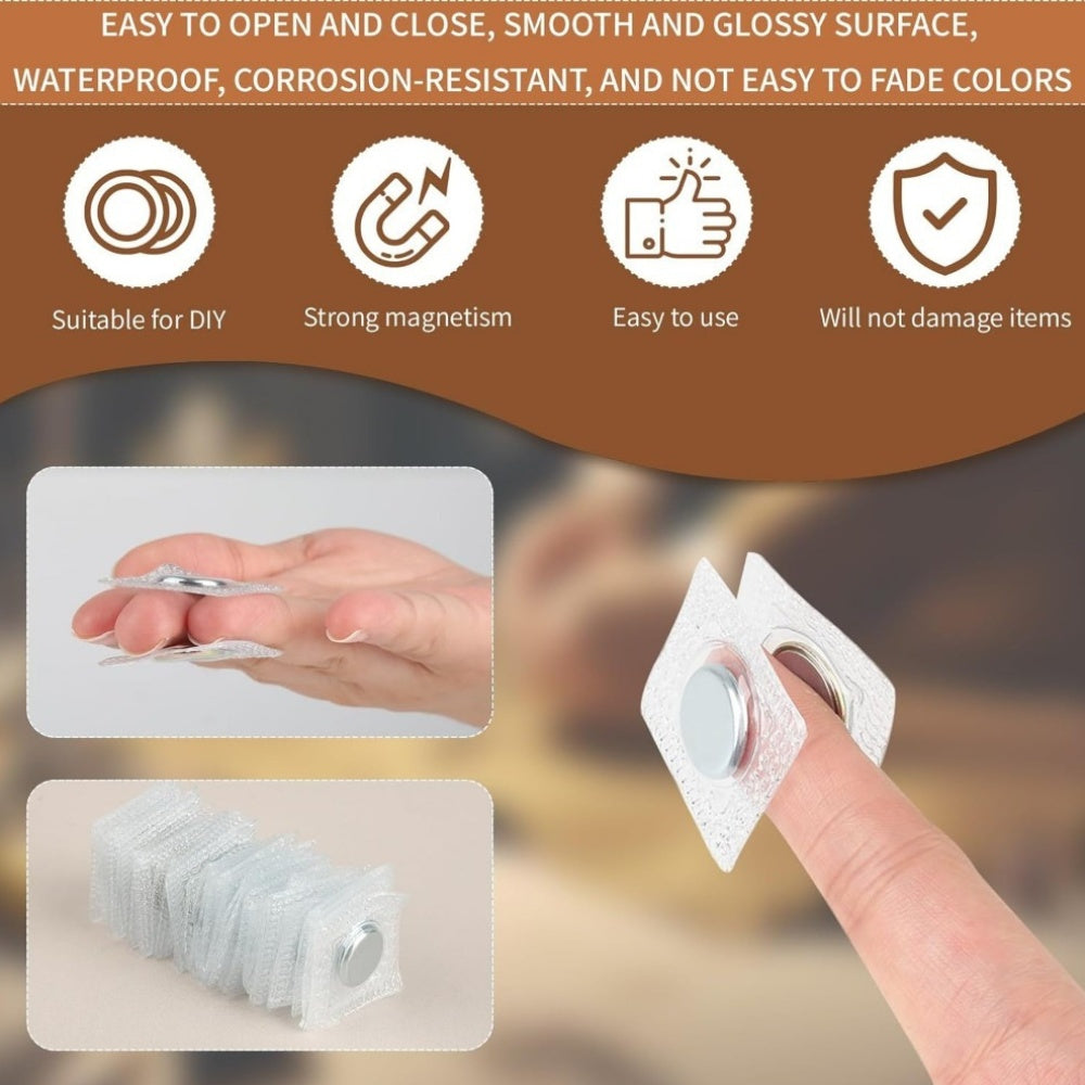 Juego de 50 imanes de 1.5 cm, ideales para proyectos de costura, con botones magnéticos ocultos, película arrugada, broches y cierres invisibles para bolsos. Perfectos para tela, bolsos, ropa y manualidades de cuero