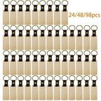 Dofiki 24/48/98 piezas de llaveros de madera de haya en blanco para diversas decoraciones de llaves, pintura, colgantes para proyectos de bricolaje, regalos festivos