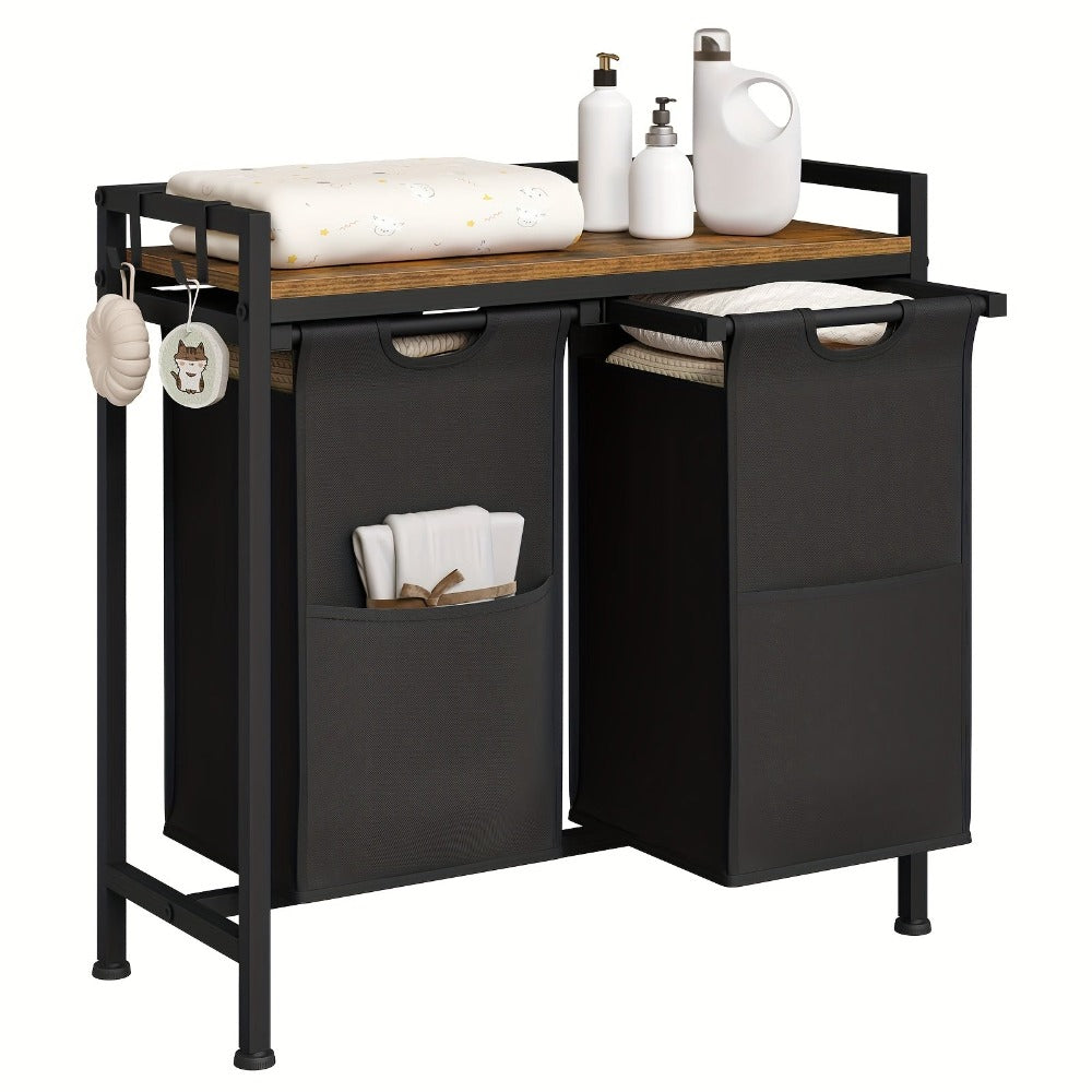 Cesto de lavandería con compartimentos, recolector de ropa sucia con estructura de metal, cesto para ropa sucia, bolsa de lavandería de tela Oxford desmontable, clasificador de ropa, contenedor de lavandería, para baño, dormitorio, cestos de lavandería
