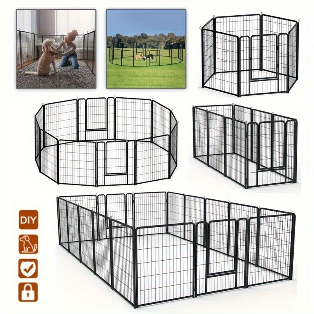 Parque de juegos para cachorros, recinto exterior de 6/8/12/16 piezas, corral para perros, 80 x 65 cm, plegable, resistente a la intemperie, para uso interior/exterior