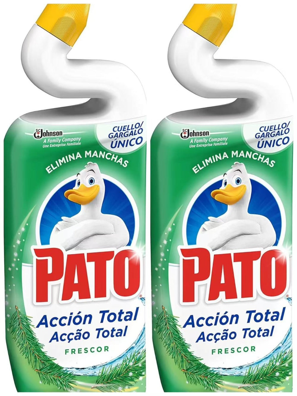 Pato WC Frescor total- Limpiador Quitamanchas para Inodoro 2 Unidades*750 ml-Pato WC Acción Total limpiador para inodoro Oceano, limpia y perfuma 2 Unidades*750 ml