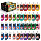 Un set de pinturas para aerógrafo en 12, 24 o 36 colores, cada una de 10 ml/0.33 oz, perfecto para diversas técnicas de pintura, incluyendo pintura al óleo, pintura a mano y proyectos. Ideal para principiantes y aficionados, así como para cerámica y arte.