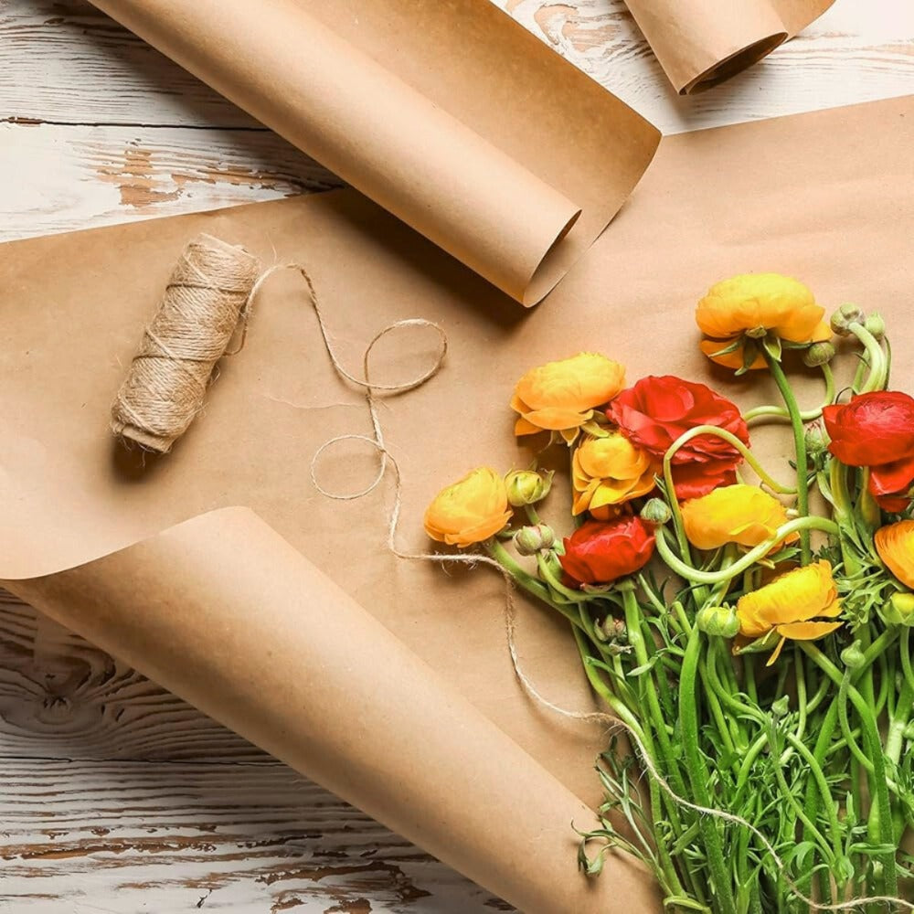 1 Rollo de papel kraft marrón 60 cm × 15 m – Papel en bobina multiuso para embalaje, envolver regalos, patronaje, manualidades, artesanía, decoración e industria