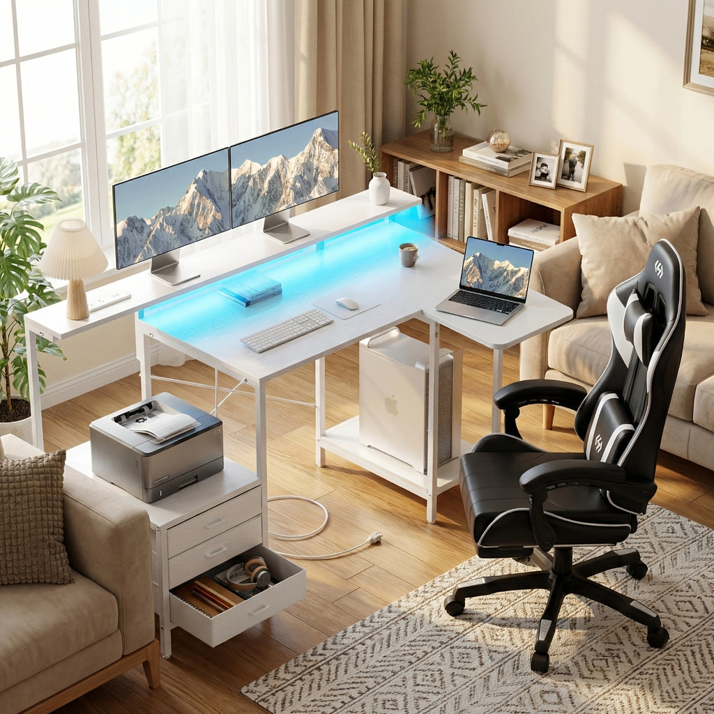 Silla de gaming ergonómica con acolchado de resorte ultrasuave, silla de oficina con reposacabezas y soporte lumbar, ángulo de inclinación y reposapiés ajustables, hecha de piel sintética duradera, regalos para novio