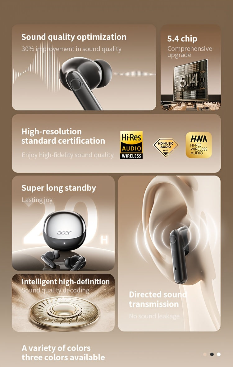 Auriculares Bluetooth | Auriculares inalámbricos Acer OHR546, estéreo, graves profundos, baja latencia en llamadas, uso cómodo (estudio
